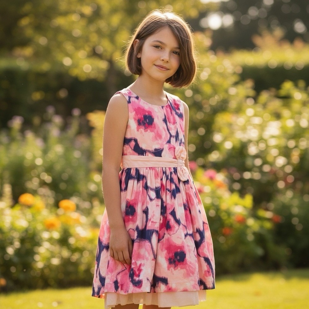 Gymboree Girls Abstract Poppy Floral Dress Size‎ 10 Pink Easter Sunday Wedding